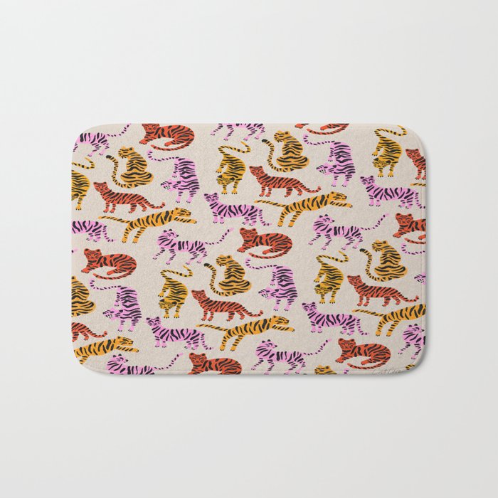 Tiger Collection - Pink & Yellow Palette Bath Mat Gallery Image 1