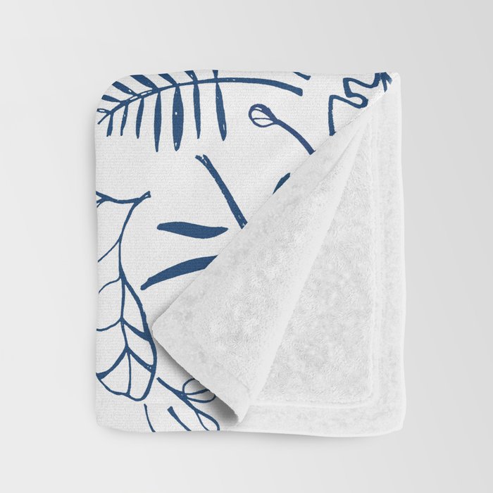 Tropical Plant Boho Chinoiserie Blue and White Throw Blanket Gallery Image 3