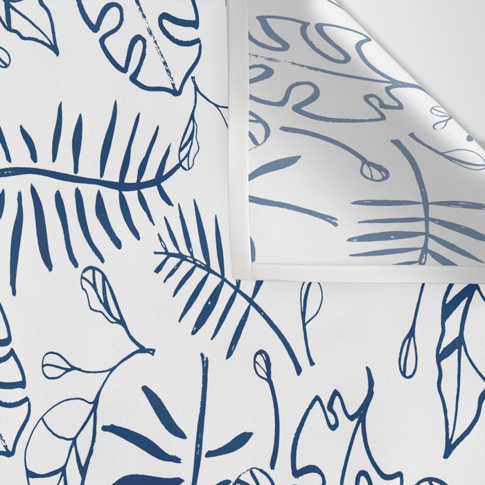 Tropical Plant Boho Chinoiserie Blue and White Wall Tapestry Gallery Image 3