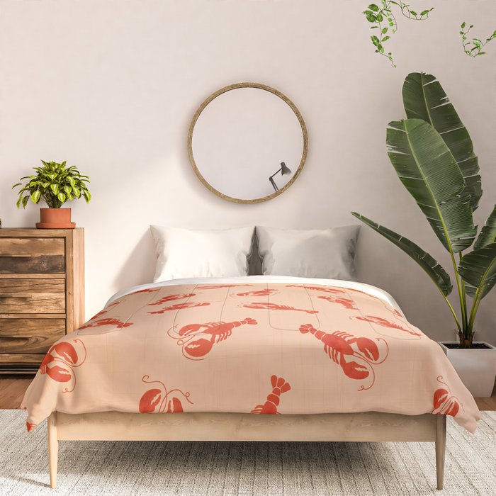 Classic Red Lobsters Pattern On Peach Comforter Gallery Image 3