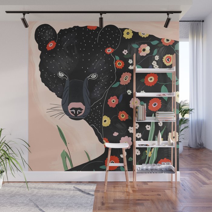 Floral Bear Wall Mural Gallery Image 1