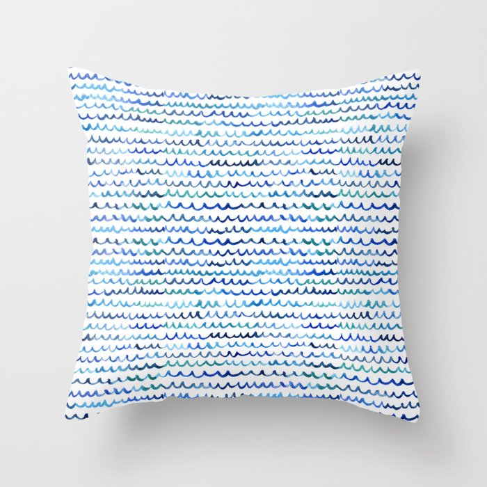 Watercolor Waves Throw Pillow Gallery Image 6