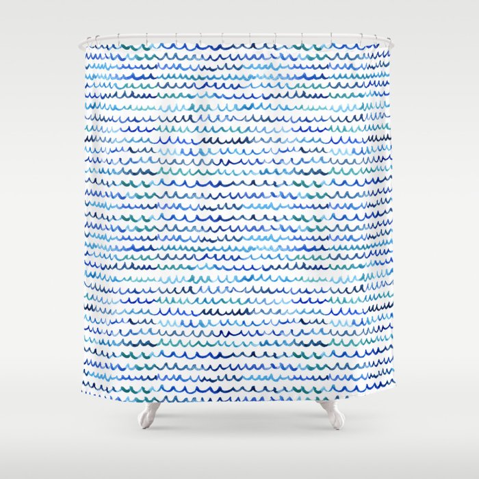 Watercolor Waves Shower Curtain