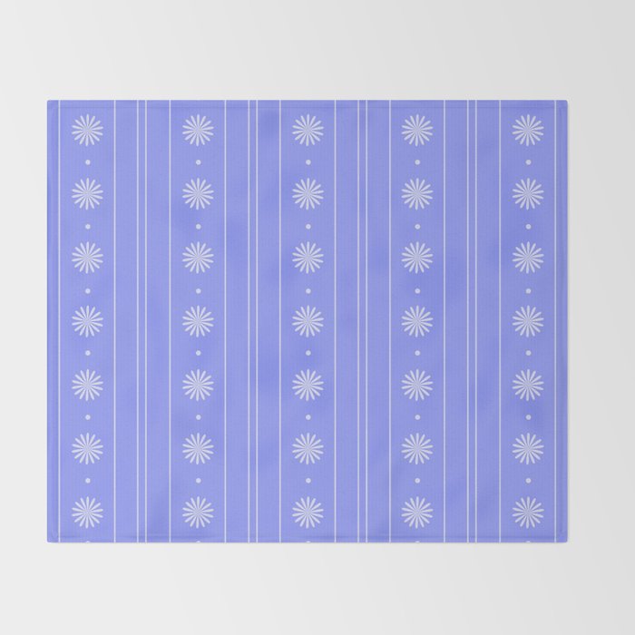 Daisy Stripes Cozy Cottage Pattern in Periwinkle Purple Throw Blanket Gallery Image 2