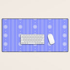 Daisy Stripes Cozy Cottage Pattern in Periwinkle Purple Desk Mat Gallery Image 1