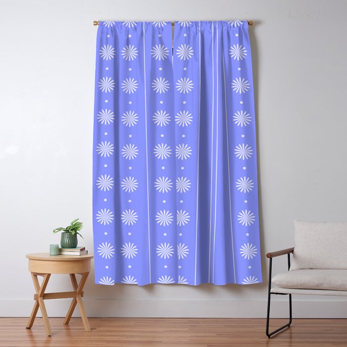 Daisy Stripes Cozy Cottage Pattern in Periwinkle Purple Window Curtain Gallery Image 5