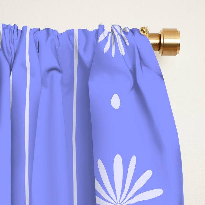 Daisy Stripes Cozy Cottage Pattern in Periwinkle Purple Window Curtain Gallery Image 2