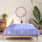 Daisy Stripes Cozy Cottage Pattern in Periwinkle Purple Comforter Gallery Image 3