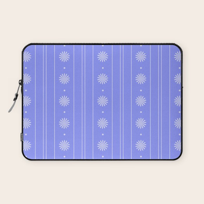 Daisy Stripes Cozy Cottage Pattern in Periwinkle Purple Laptop Sleeve Gallery Image 1