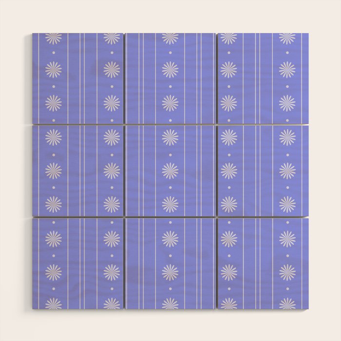 Daisy Stripes Cozy Cottage Pattern in Periwinkle Purple Wood Wall Art Gallery Image 1