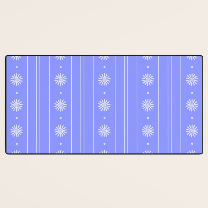 Daisy Stripes Cozy Cottage Pattern in Periwinkle Purple Desk Mat Gallery Image 3