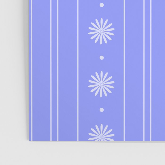 Daisy Stripes Cozy Cottage Pattern in Periwinkle Purple Poster Gallery Image 3