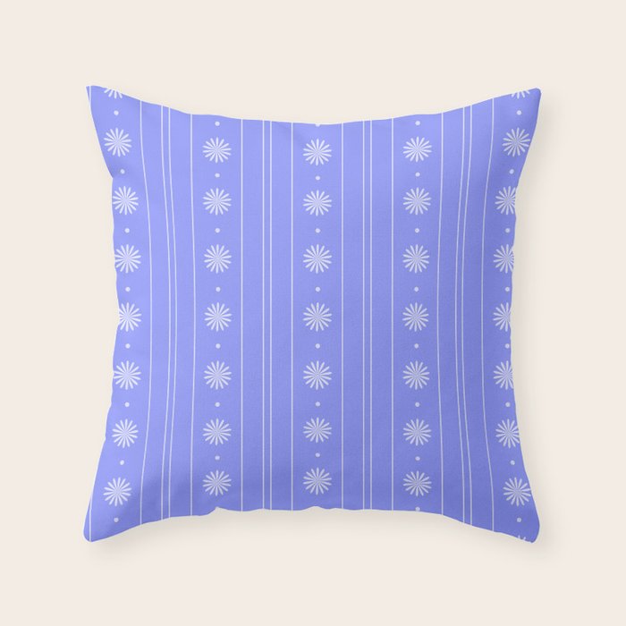 Daisy Stripes Cozy Cottage Pattern in Periwinkle Purple Throw Pillow Gallery Image 6