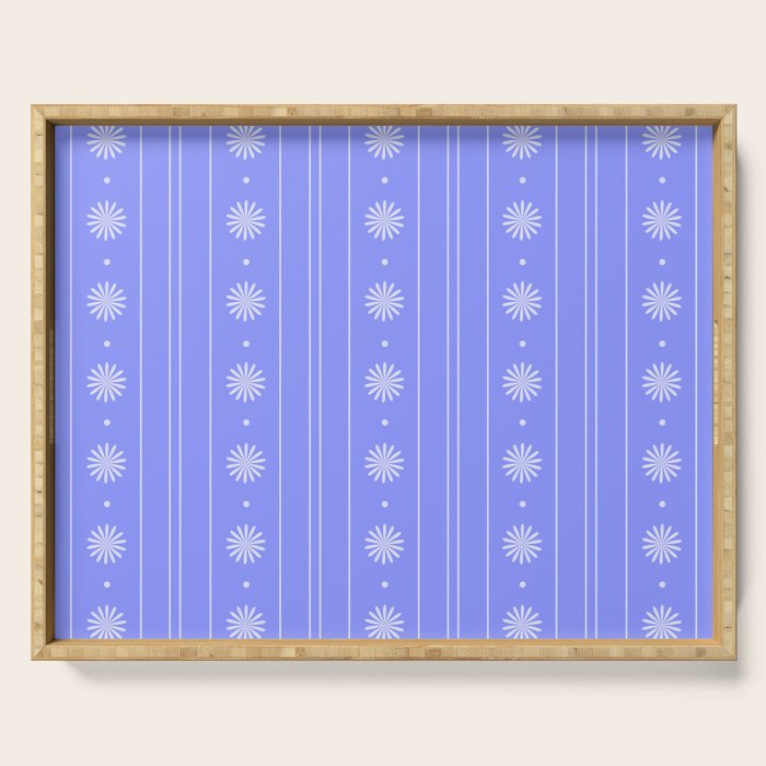 Daisy Stripes Cozy Cottage Pattern in Periwinkle Purple Serving Tray Gallery Image 1