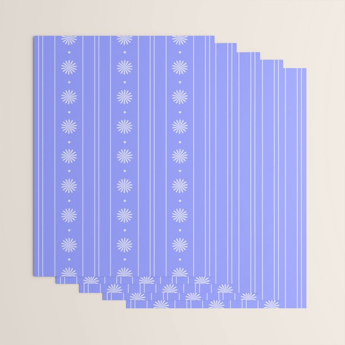 Daisy Stripes Cozy Cottage Pattern in Periwinkle Purple Wrapping Paper Gallery Image 3