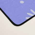 Daisy Stripes Cozy Cottage Pattern in Periwinkle Purple Desk Mat Gallery Image 4