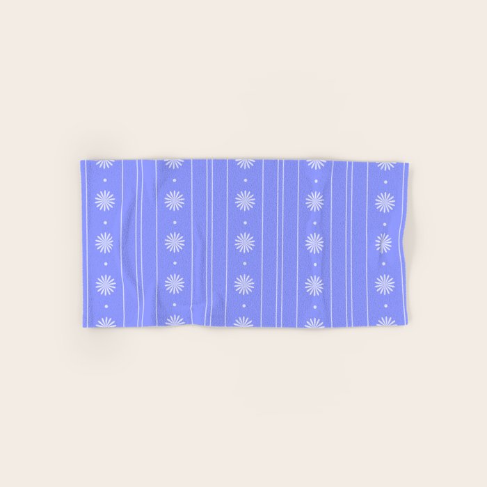 Daisy Stripes Cozy Cottage Pattern in Periwinkle Purple Bath Towel Gallery Image 1