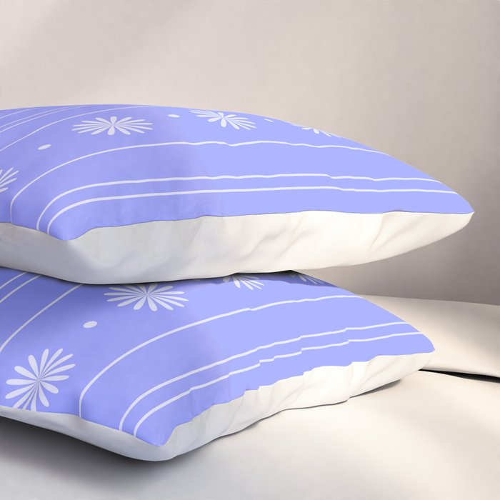 Daisy Stripes Cozy Cottage Pattern in Periwinkle Purple Pillow Sham Gallery Image 3