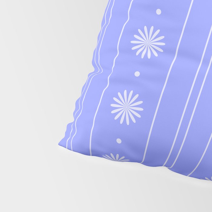 Daisy Stripes Cozy Cottage Pattern in Periwinkle Purple Pillow Sham Gallery Image 4