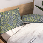 Endless Dark Leaf Illustration 1.2 Celestial Blue-Green Pillow Sham Gallery Image 2