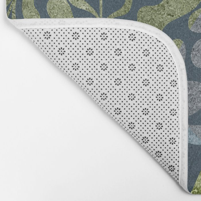 Endless Dark Leaf Illustration 1.2 Celestial Blue-Green Bath Mat Gallery Image 2