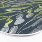 Endless Dark Leaf Illustration 1.2 Celestial Blue-Green Bath Mat Gallery Image 3