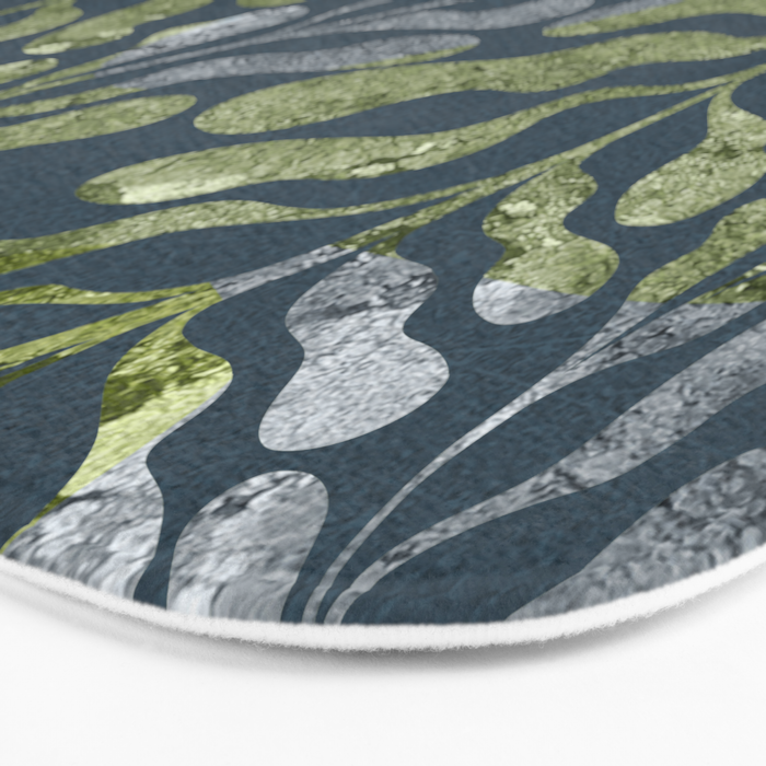 Endless Dark Leaf Illustration 1.2 Celestial Blue-Green Bath Mat Gallery Image 3