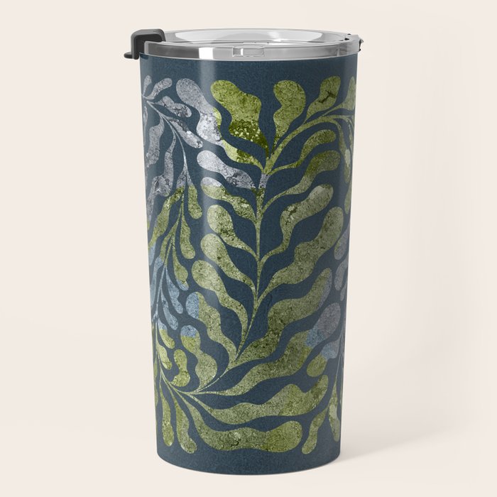 Endless Dark Leaf Illustration 1.2 Celestial Blue-Green Travel Mug Gallery Image 3