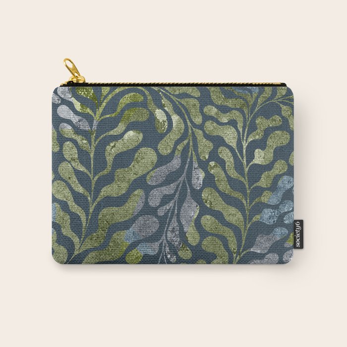 Endless Dark Leaf Illustration 1.2 Celestial Blue-Green Carry All Pouch Gallery Image 1