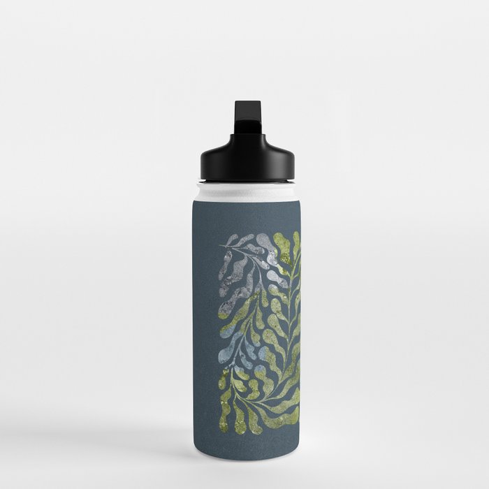 Endless Dark Leaf Illustration 1.2 Celestial Blue-Green Water Bottle Gallery Image 3