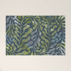 Endless Dark Leaf Illustration 1.2 Celestial Blue-Green Welcome Mat Gallery Image 1