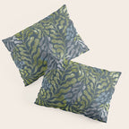 Endless Dark Leaf Illustration 1.2 Celestial Blue-Green Pillow Sham Gallery Image 3