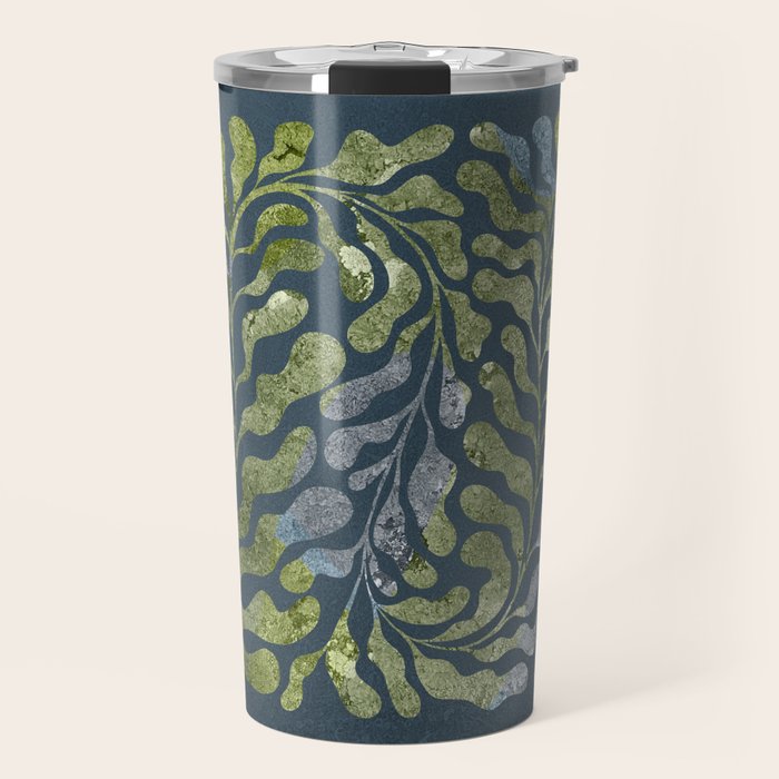 Endless Dark Leaf Illustration 1.2 Celestial Blue-Green Travel Mug Gallery Image 1