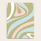 Retro Abstract New Groove Swirl Pattern Soft Sage Green Light Blue Notebook Gallery Image 4