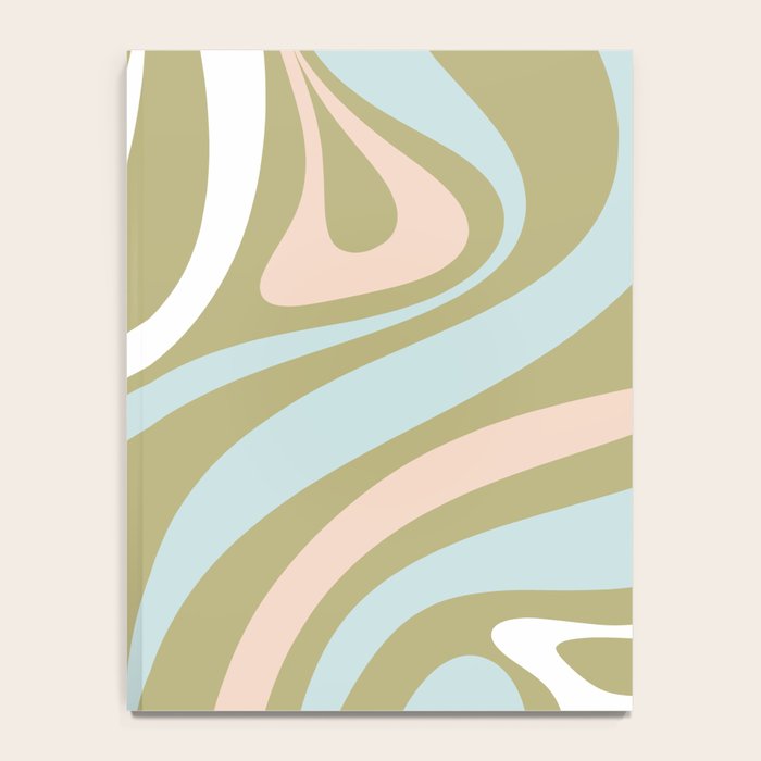 Retro Abstract New Groove Swirl Pattern Soft Sage Green Light Blue Notebook Gallery Image 4