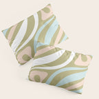 Retro Abstract New Groove Swirl Pattern Soft Sage Green Light Blue Pillow Sham Gallery Image 3