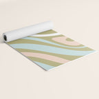 Retro Abstract New Groove Swirl Pattern Soft Sage Green Light Blue Yoga Mat Gallery Image 2