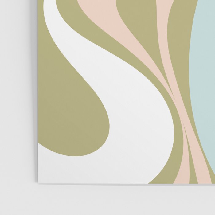 Retro Abstract New Groove Swirl Pattern Soft Sage Green Light Blue Poster Gallery Image 3