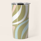 Retro Abstract New Groove Swirl Pattern Soft Sage Green Light Blue Travel Mug Gallery Image 1