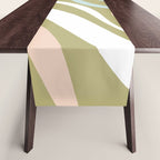 Retro Abstract New Groove Swirl Pattern Soft Sage Green Light Blue Table Runner Gallery Image 1
