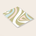 Retro Abstract New Groove Swirl Pattern Soft Sage Green Light Blue Notebook Gallery Image 3