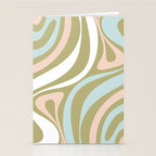 Retro Abstract New Groove Swirl Pattern Soft Sage Green Light Blue Stationery Card Gallery Image 2