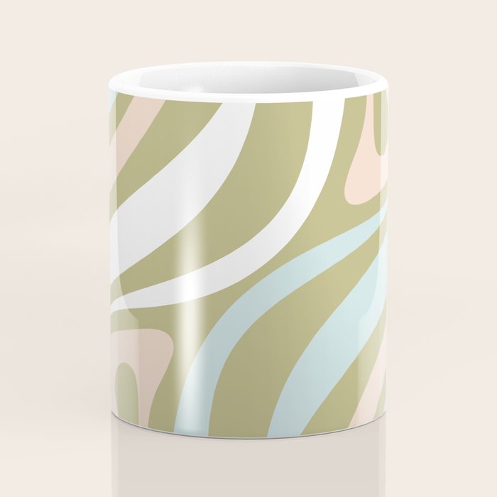 Retro Abstract New Groove Swirl Pattern Soft Sage Green Light Blue Coffee Mug Gallery Image 4