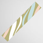 Retro Abstract New Groove Swirl Pattern Soft Sage Green Light Blue Table Runner Gallery Image 3