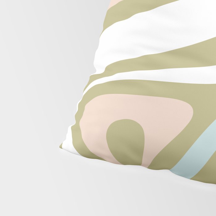 Retro Abstract New Groove Swirl Pattern Soft Sage Green Light Blue Pillow Sham Gallery Image 4
