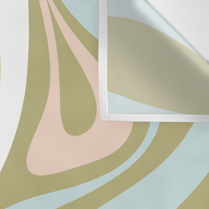 Retro Abstract New Groove Swirl Pattern Soft Sage Green Light Blue Wall Tapestry Gallery Image 3