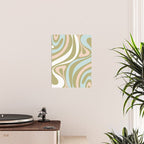 Retro Abstract New Groove Swirl Pattern Soft Sage Green Light Blue Poster Gallery Image 2