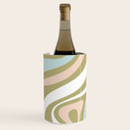 Retro Abstract New Groove Swirl Pattern Soft Sage Green Light Blue Wine Chiller Gallery Image 2