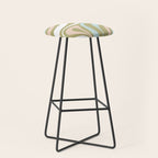 Retro Abstract New Groove Swirl Pattern Soft Sage Green Light Blue Stool Gallery Image 1