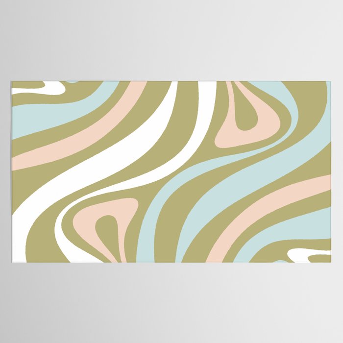 Retro Abstract New Groove Swirl Pattern Soft Sage Green Light Blue Tablecloth Gallery Image 2
